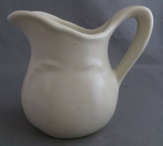 Vintage Farmhouse Small White Ivory Creamer Pitcher 3 1/2” Tall Handle