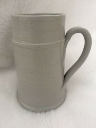 Williamsburg Va Pottery Stoneware Mug Cup Grey W/ Cobalt Blue Leaf Design HANDLE 2