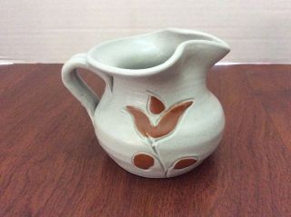 Williamsburg Pottery 3” Miniature Salt Glazed Brown Tulip Pitcher Creamer Vase