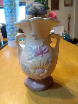 Vintage Hull Art Pottery Usa Floral Vase 13 - 4 3/4 " Pink Yellow