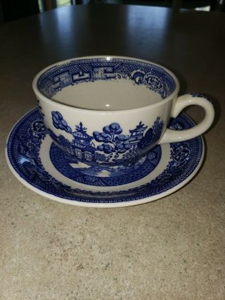 Homer Laughlin Vintage Dinnerware Blue Willow Cup And Saucer F 45 N 6