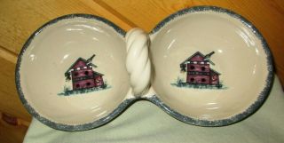 Home & Garden Party 2 Part Relish Dish Birdhouse Pattern Stoneware