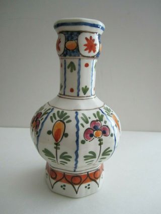 Vintage D P Delft Pottery Bud Vase Hand Painted Holland Signed Marked 63