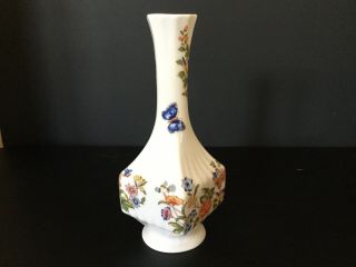 Aynsley Fine English Bone China Cottage Garden Floral Butterfly 71/8 Square Vase