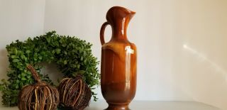 Royal Haeger Marigold Brown Drip Glaze Pitcher/ Vase 10 “ Tall Usa