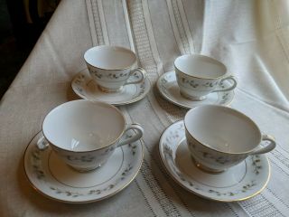 Royal Cameo Fine China Whispering Pine Set Of 4 Cups & Saucers