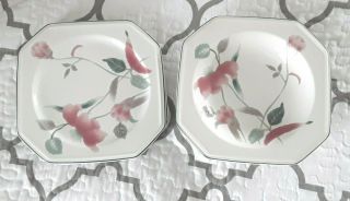 Set Of 3 Mikasa Silk Flowers Salad Plates & 1 Rim Soup