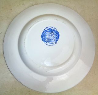 Vintage Staffordshire Liberty Blue Independence Hall Ceramic Plate England 2