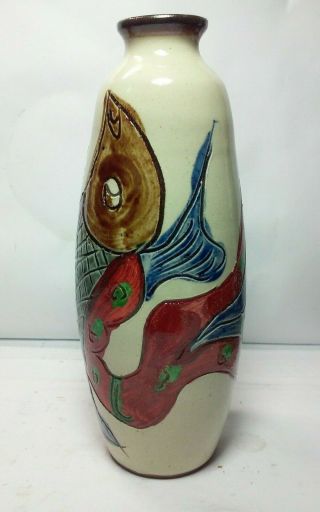 Spectacular Vintage Studio Art Pottery Vase Bout 7.  5 X 2.  75 Signed