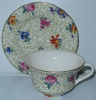 Erphila Golden Glow Cheery Chintz Gold Trim Cup (s) And Saucer (s)