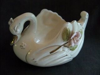 Swan Dresser Piece With Capodimonte Type Flowers And Decorations,  Birds Nature