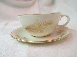Vintage Lenox China Cup & Saucer Harvest Wheat R - 441 442 Blank Inside Cup