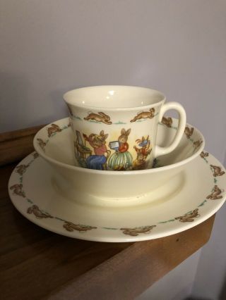 Three Piece Royal Doulton Bunnykins Mug,  Plate,  Bowl