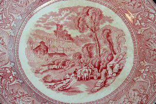 Staffordshire Red Transferware Plate - ITALY Pattern - E.  M.  & Co. 3