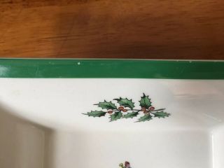 Spode England Christmas Tree Square Bowl/ Candy Dish.  Green Trim.  Pre Owned. 2