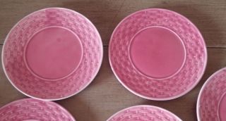 Vintage Ceramic Japan Pink Basket Weave Design Saucer Tea Party Plates 5 1/4 