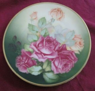 Thomas Sevres Bavaria Plate 9 Inches Hand Painted Roses Signed