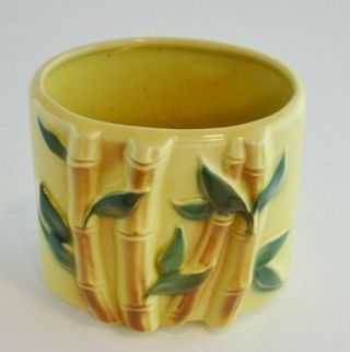 Royal Copley Ceramic Bamboo Vase Planter Vintage Mid Century Yellow Brown Green