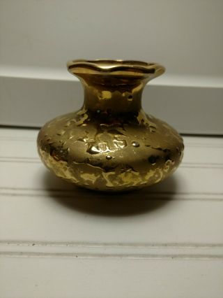 Vintage - Dixon Art Studios - Weeping Gold - 22 Kt Gold - 3 Inch Tall Vase