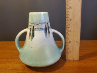 Vintage Small Double Handle Vase made in Japan Light Green Ceramic 4