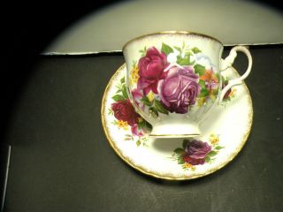 2pc H/p Rosina " Queens " England Fine Rose Bud/s Roses Bone China Cup & Saucer A
