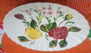 Vintage Blue Ridge Pottery Ruth Anna Red Yellow Pink Rose Serving Platter