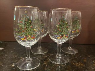 4 Cuthbertson Christmas Tree Wine Glasses 8oz  England