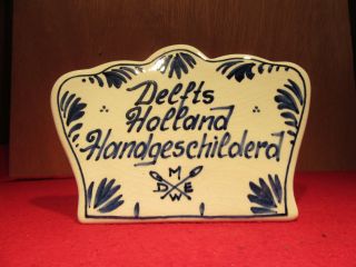 Vintage Delft Pottery Advertising Sign Plaque Dealers Blue And White Decoration