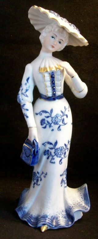 Vintage Kpm Crown Mark Porcelain Figurine Victorian Woman