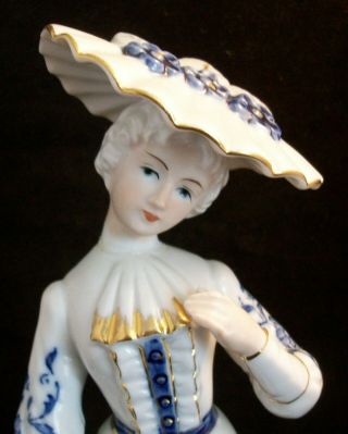 Vintage KPM Crown Mark Porcelain Figurine Victorian Woman 5