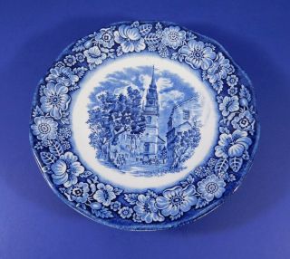 Liberty Blue Saucer Historic Colonial Scenes Old North Church England 5.  75 In