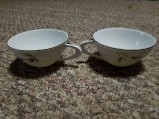 China: Style House: Dawn Rose,  Pink W/platinum Trim Coffee Cups Only,  2 Each
