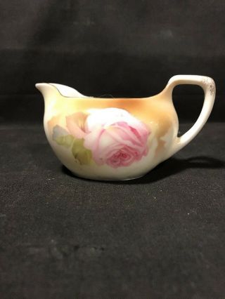 Antique Rs Germany Pink Rose Porcelain Small Creamer Pitcher German 1920s