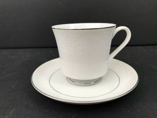 Cup And Saucer Crown Victoria " Lovelace " Fine China