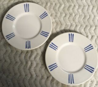 Pfaltzgraff Bonnie Brae Saucer Plates Set Of 2 6 " Blue & White Striped Vintage