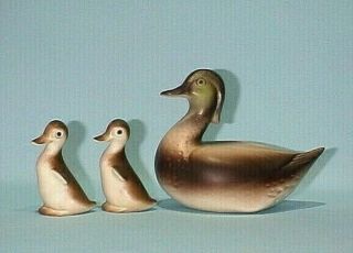 Vintage Roselane Pottery Pasadena Ca 3 - Piece Duck Set