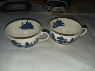 2 Willow Blue England Tea Cups
