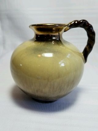Drip Glazed Terra Cotta Small Jug/ Pitcher With Handle And " 433 " Mark On Bottom