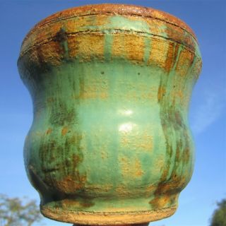 Hlp Signed Arts & Crafts Style Painterly Glazed Studio Art Pottery Planter Vase