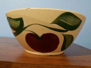 Pottery: Watt ? 69 Usa Ovenware: Red Apple W/3 Green Leaves,  8.  25 " Serving Bowl