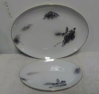 Fukagawa Arita Fine China Handpainted Pattern No.  903 - 9 - 3/4 " & 12 - 3/8 " Platters