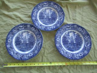 3 Staffordshire Liberty Blue Dinner Plates Independence Hall
