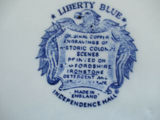 3 Staffordshire Liberty Blue Dinner Plates Independence Hall 2