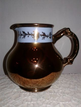 Gibson English Copper Lusterware Pitcher,  Creamer,  Milk Or Syrup Server - Luster