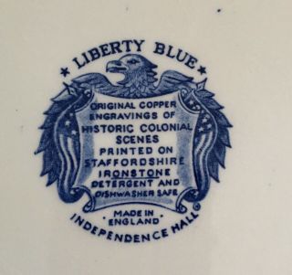 Vintage Staffordshire Liberty Blue Dinner Plate Independence Hall England 2