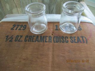 2 Vintage Restaurant Ware Individual Glass Creamers Milk Bottles