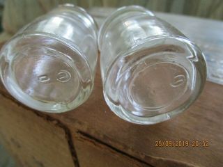 2 VINTAGE RESTAURANT WARE INDIVIDUAL GLASS CREAMERS MILK BOTTLES 2