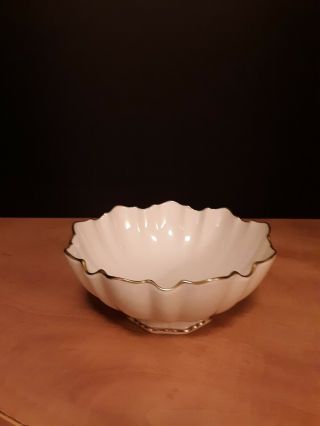 Vintage Lenox China Sculpted Small Nut / Candy Bowl W/gold Trim Made In Usa