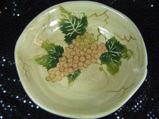 Tabletops Unlimited Cabernet Hand - Painted Salad Bowl 8 " Champagne Grapes 1 Chip