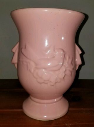 Vintage Mccoy Planter/ Vase,  Pink With Cardinal Bird,  8 1/4 " Tall,  6 " Wide